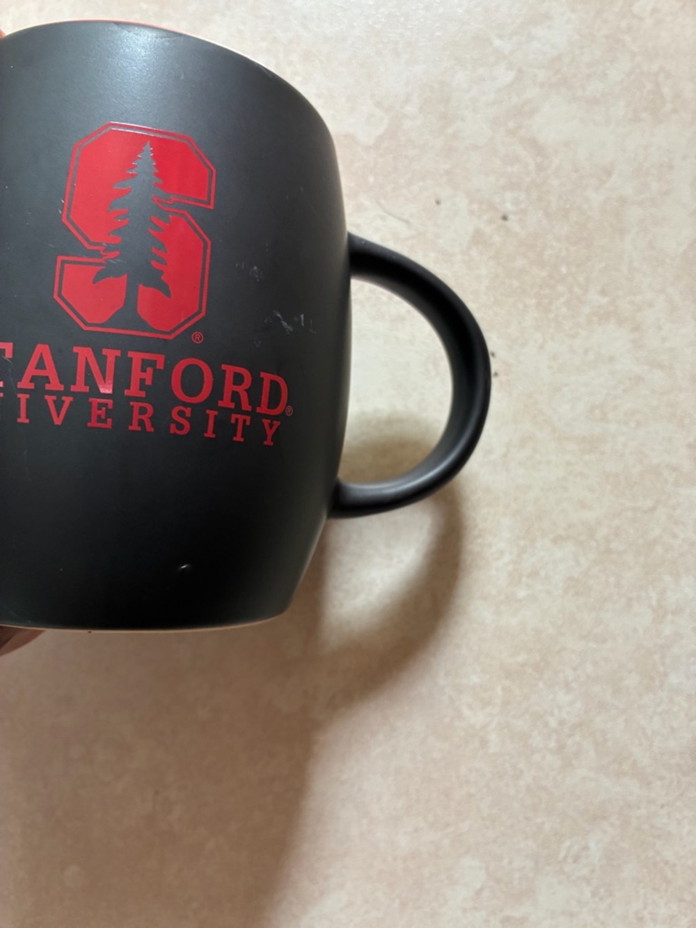 Black Ceramic Coffee Mug with Red Logo
